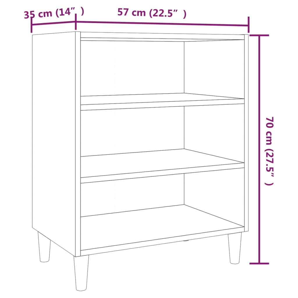 Dressoir 57x35x70 cm bewerkt hout grijs sonoma eikenkleurig - AllerleiShop