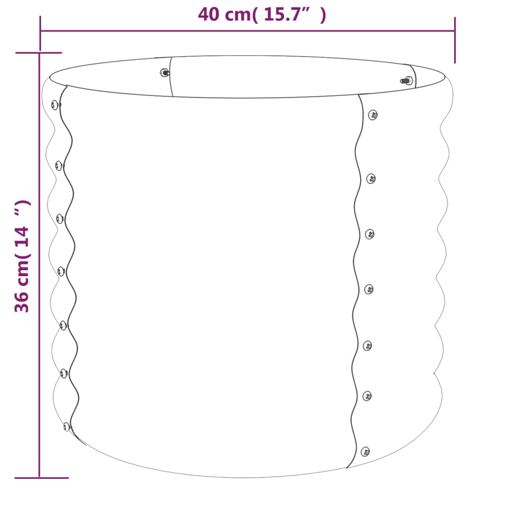 Plantenbak 40x40x36 cm gepoedercoat staal zilverkleurig