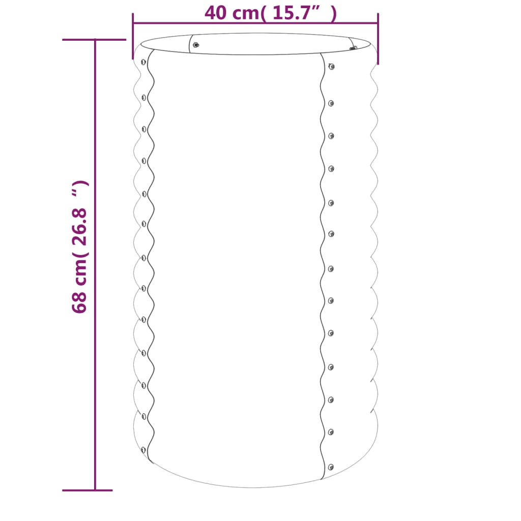 Plantenbak 40x40x68 cm gepoedercoat staal bruin