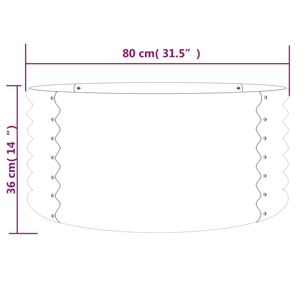 Plantenbak 80x80x36 cm gepoedercoat staal grijs