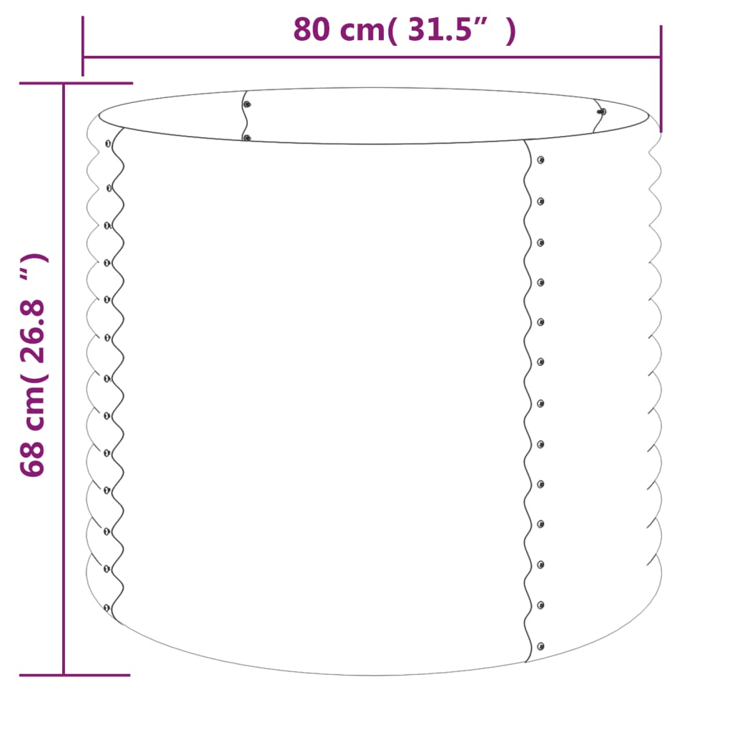 Plantenbak 80x80x68 cm gepoedercoat staal groen