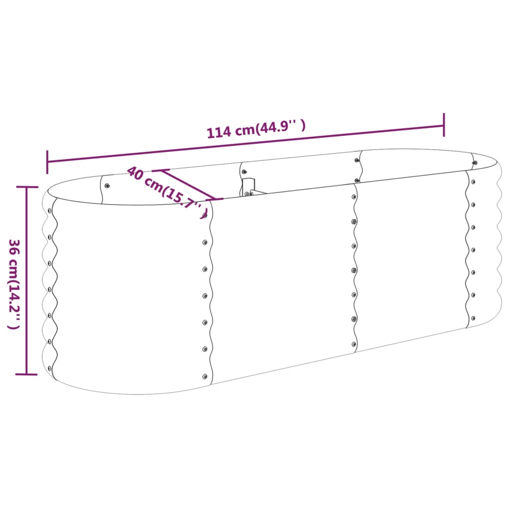 Plantenbak 114x40x36 cm gepoedercoat staal groen