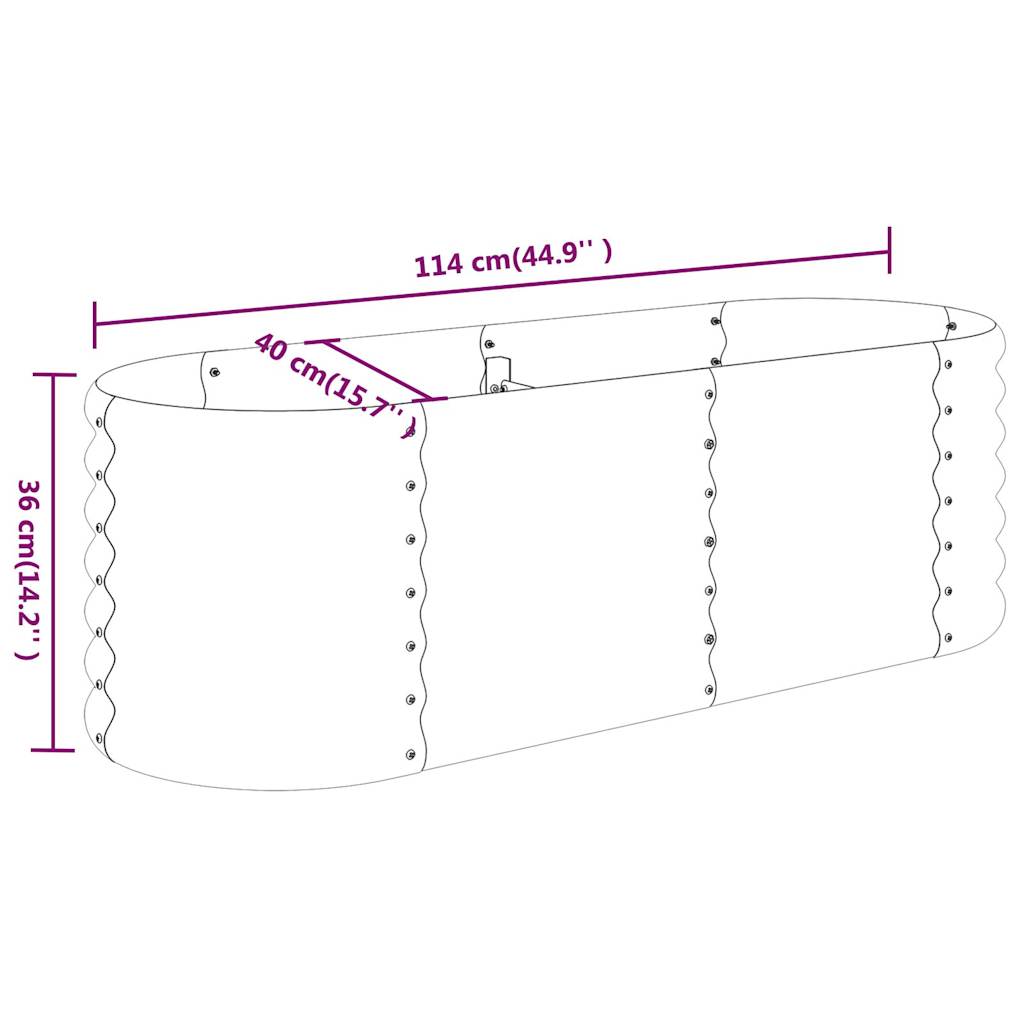 Plantenbak 114x40x36 cm gepoedercoat staal antracietkleurig