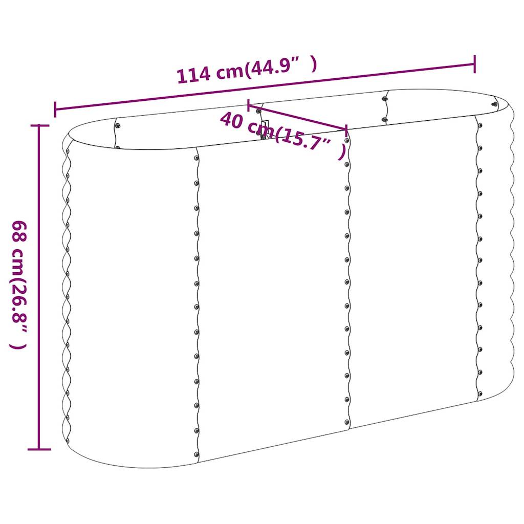 Plantenbak 114x40x68 cm gepoedercoat staal grijs