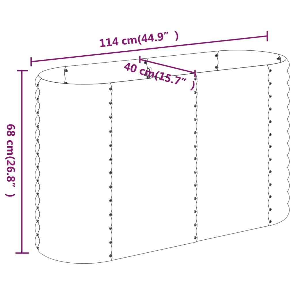 Plantenbak 114x40x68 cm gepoedercoat staal bruin