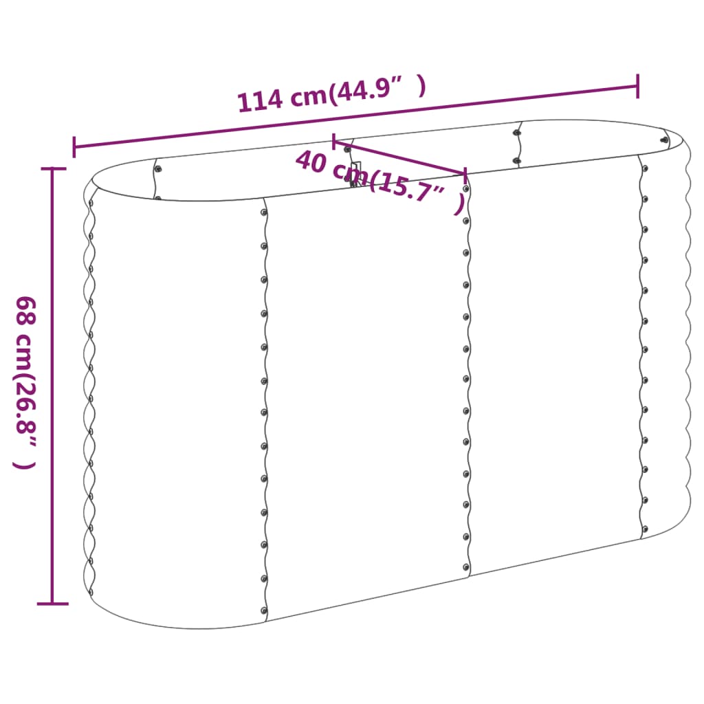 Plantenbak 114x40x68 cm gepoedercoat staal zilverkleurig