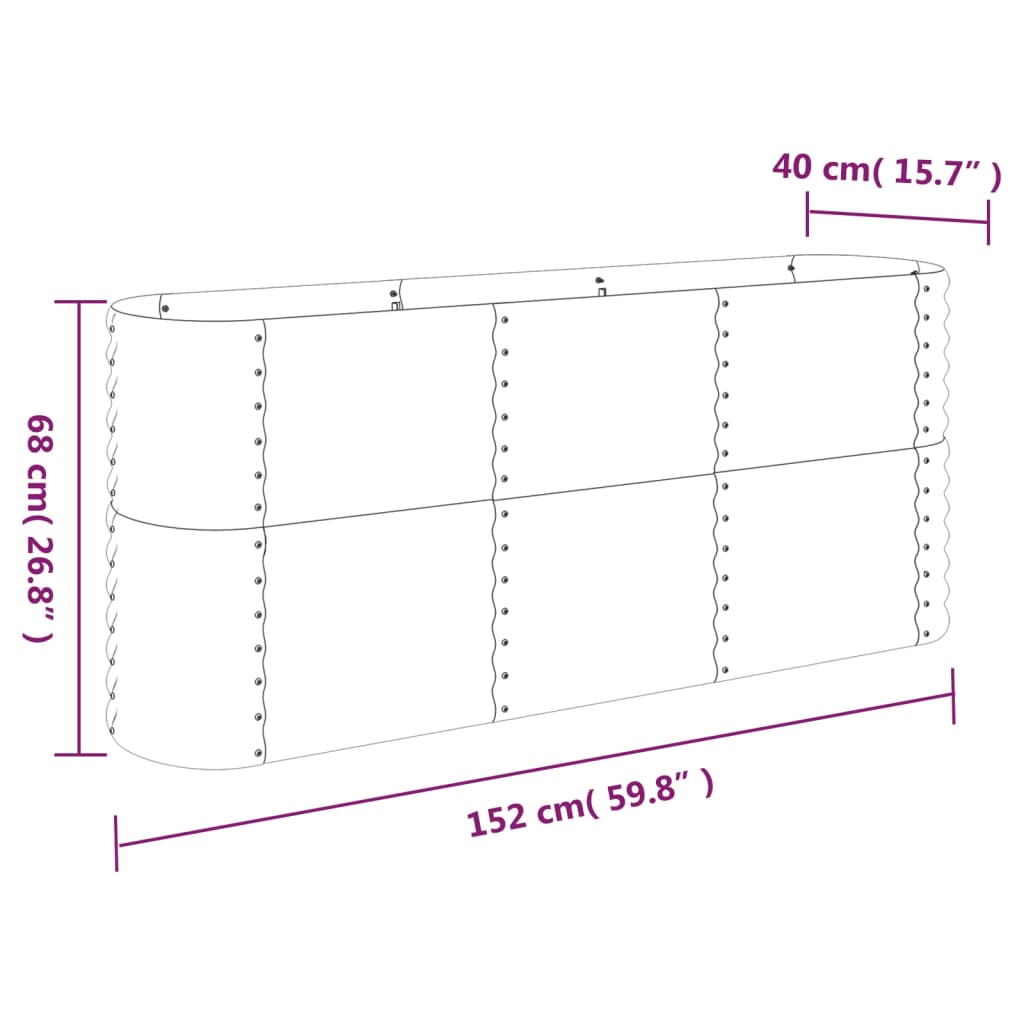 Plantenbak 152x40x68 cm gepoedercoat staal groen