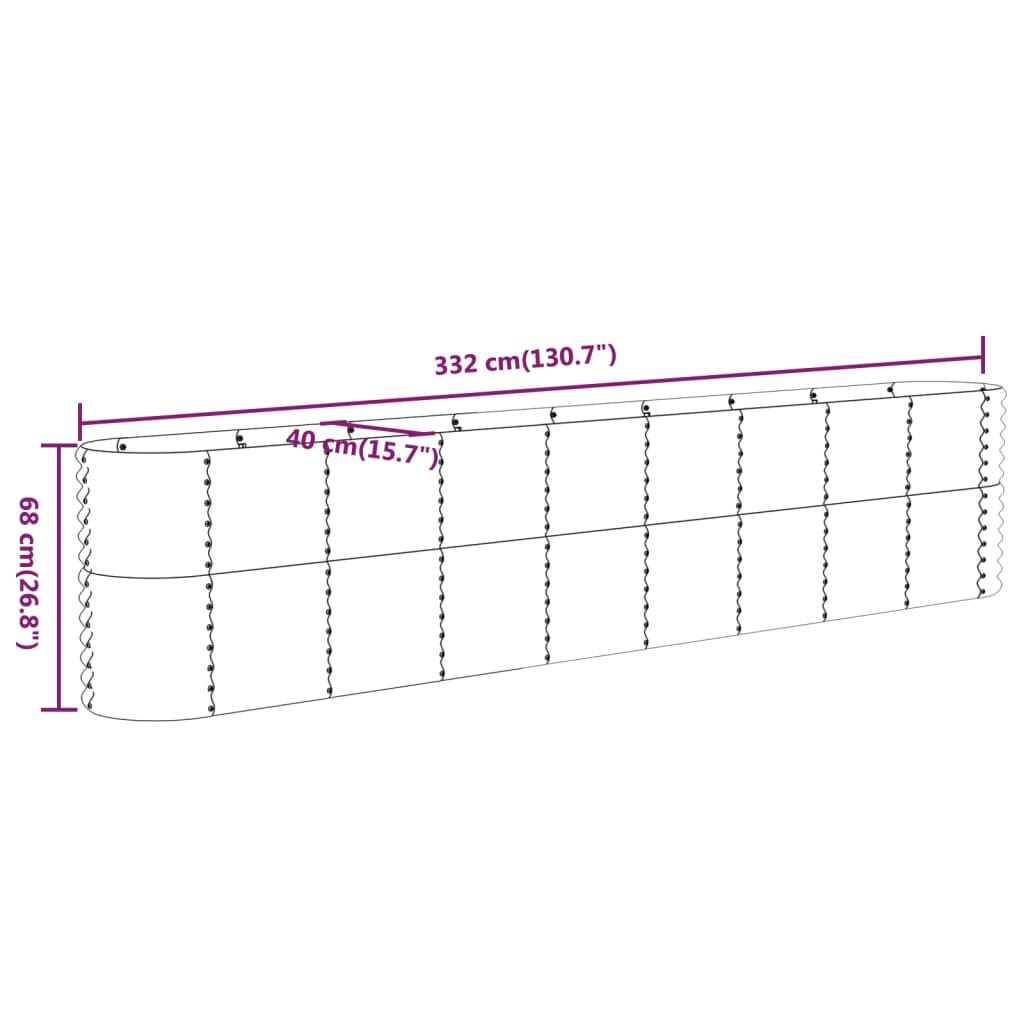 Plantenbak 332x40x68 cm gepoedercoat staal groen