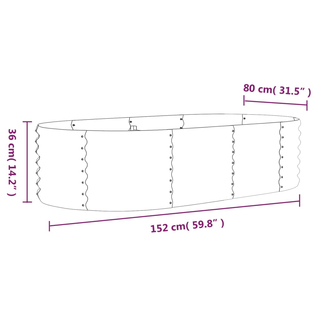 Plantenbak 152x80x36 cm gepoedercoat staal groen