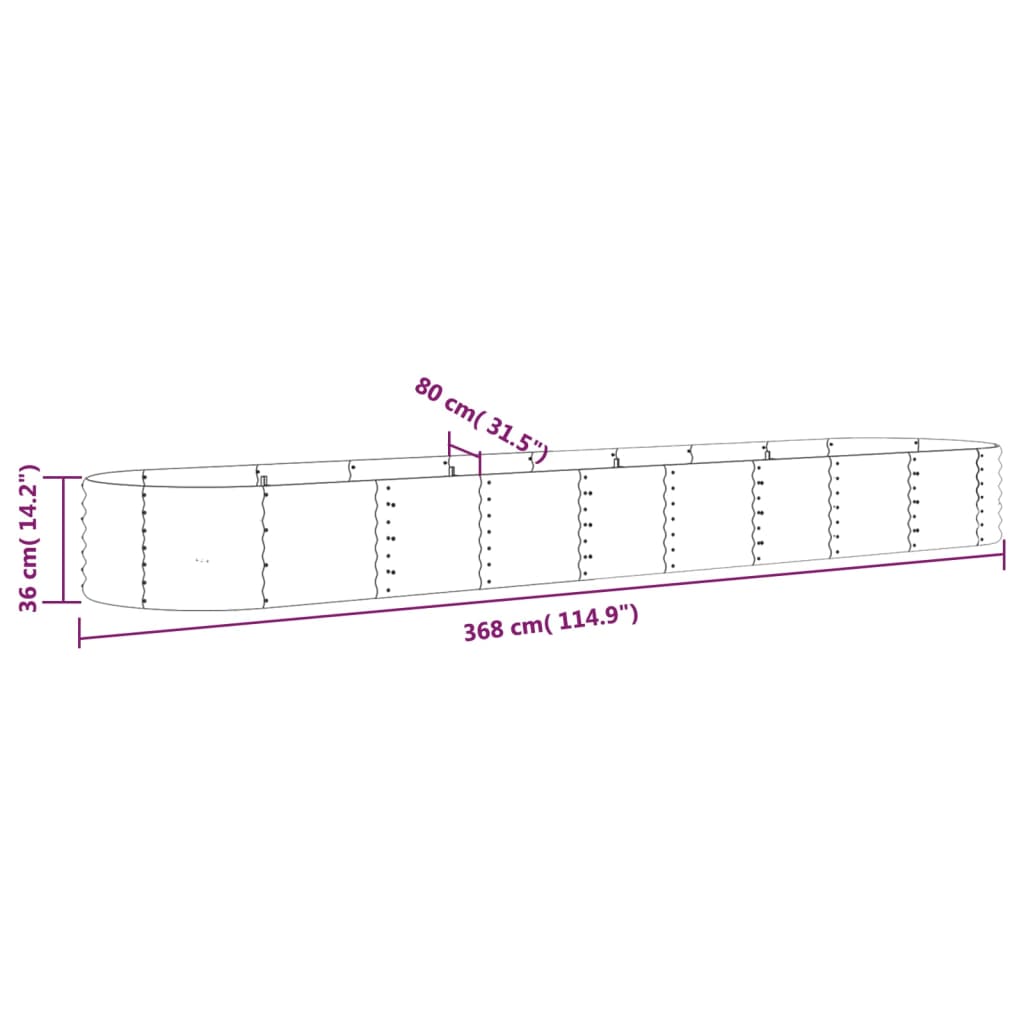 Plantenbak 368x80x36 cm gepoedercoat staal bruin