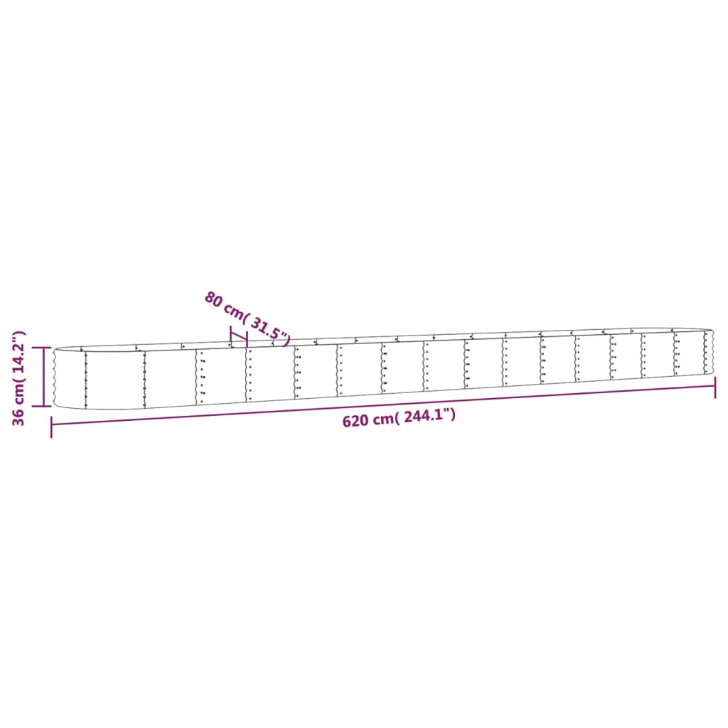 Plantenbak 620x80x36 cm gepoedercoat staal bruin