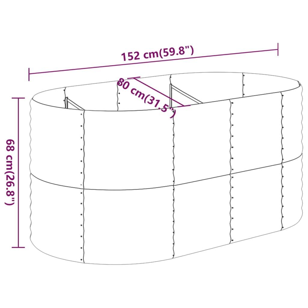 Plantenbak 152x80x68 cm gepoedercoat staal antracietkleurig