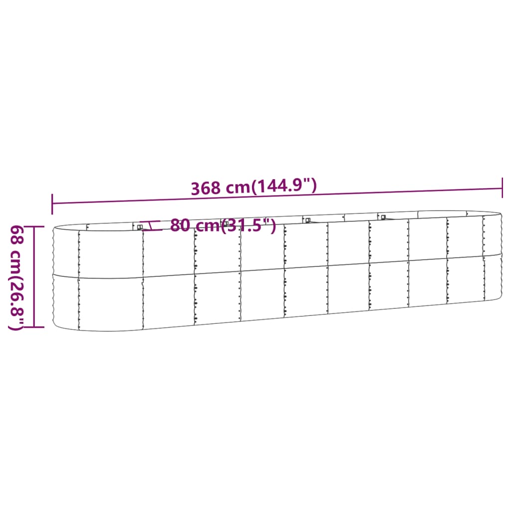 Plantenbak 368x80x68 cm gepoedercoat staal groen