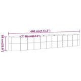 Plantenbak 440x80x68 cm gepoedercoat staal zilverkleurig