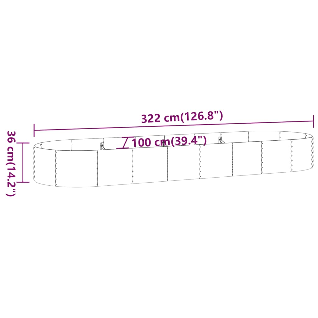 Plantenbak 322x100x36 cm gepoedercoat staal groen