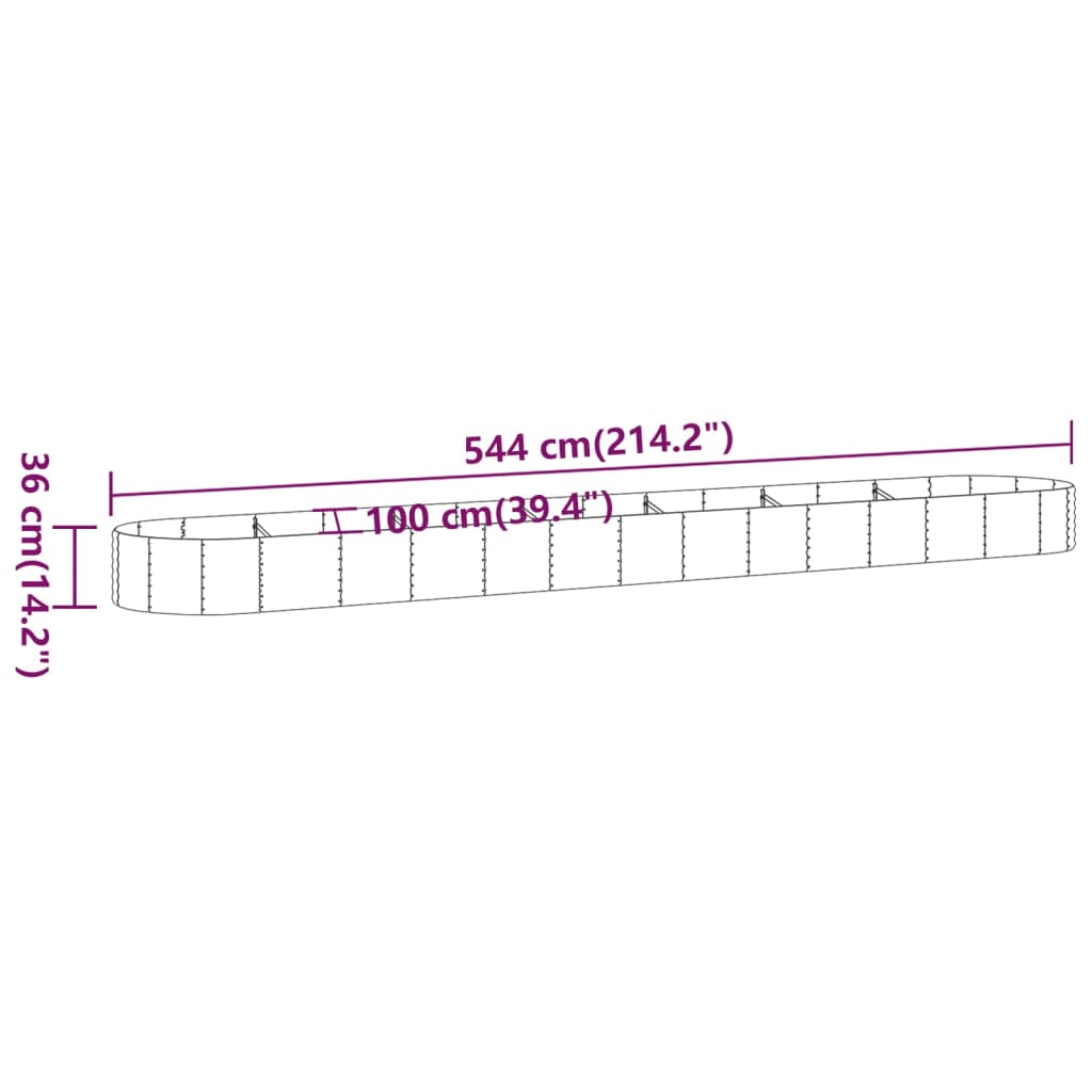 Plantenbak 544x100x36 cm gepoedercoat staal bruin