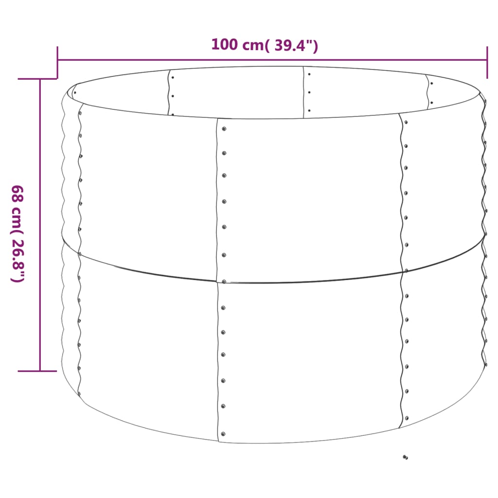 Plantenbak 100x100x68 cm gepoedercoat staal zilverkleurig