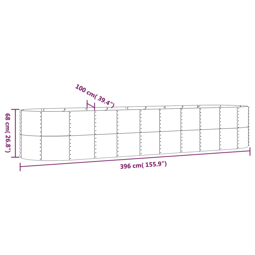 Plantenbak 396x100x68 cm gepoedercoat staal groen