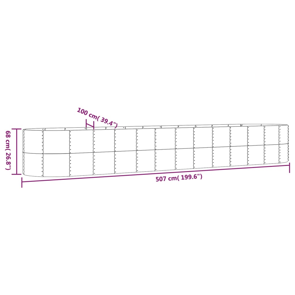 Plantenbak 507x100x68 cm gepoedercoat staal grijs