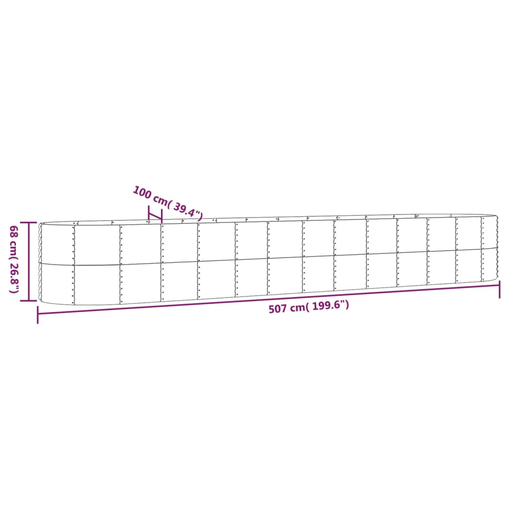 Plantenbak 507x100x68 cm gepoedercoat staal zilverkleurig