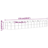 Plantenbak 510x140x68 cm gepoedercoat staal zilverkleurig