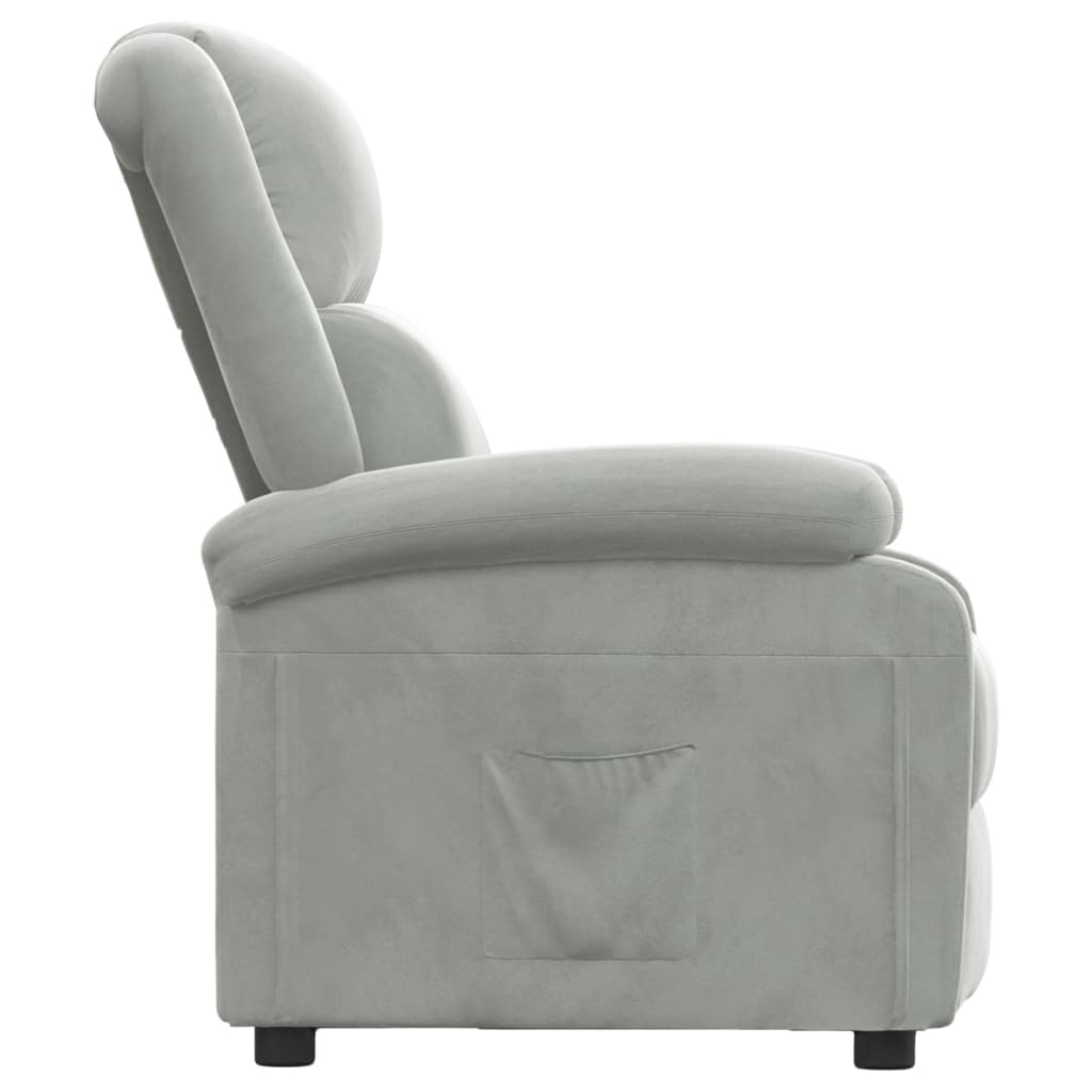 Fauteuil verstelbaar fluweel lichtgrijs