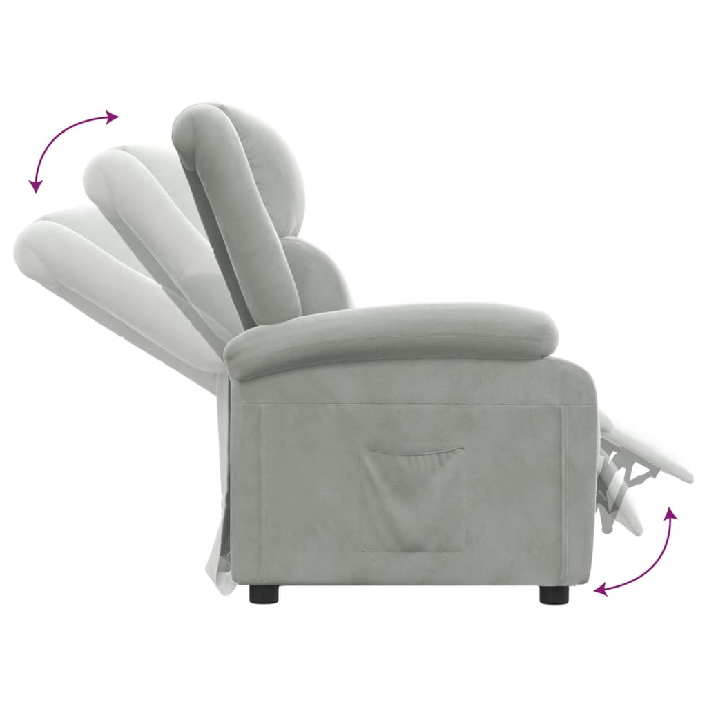 Fauteuil verstelbaar fluweel lichtgrijs