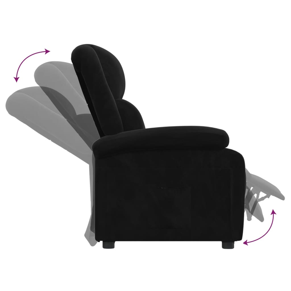 Fauteuil verstelbaar fluweel zwart