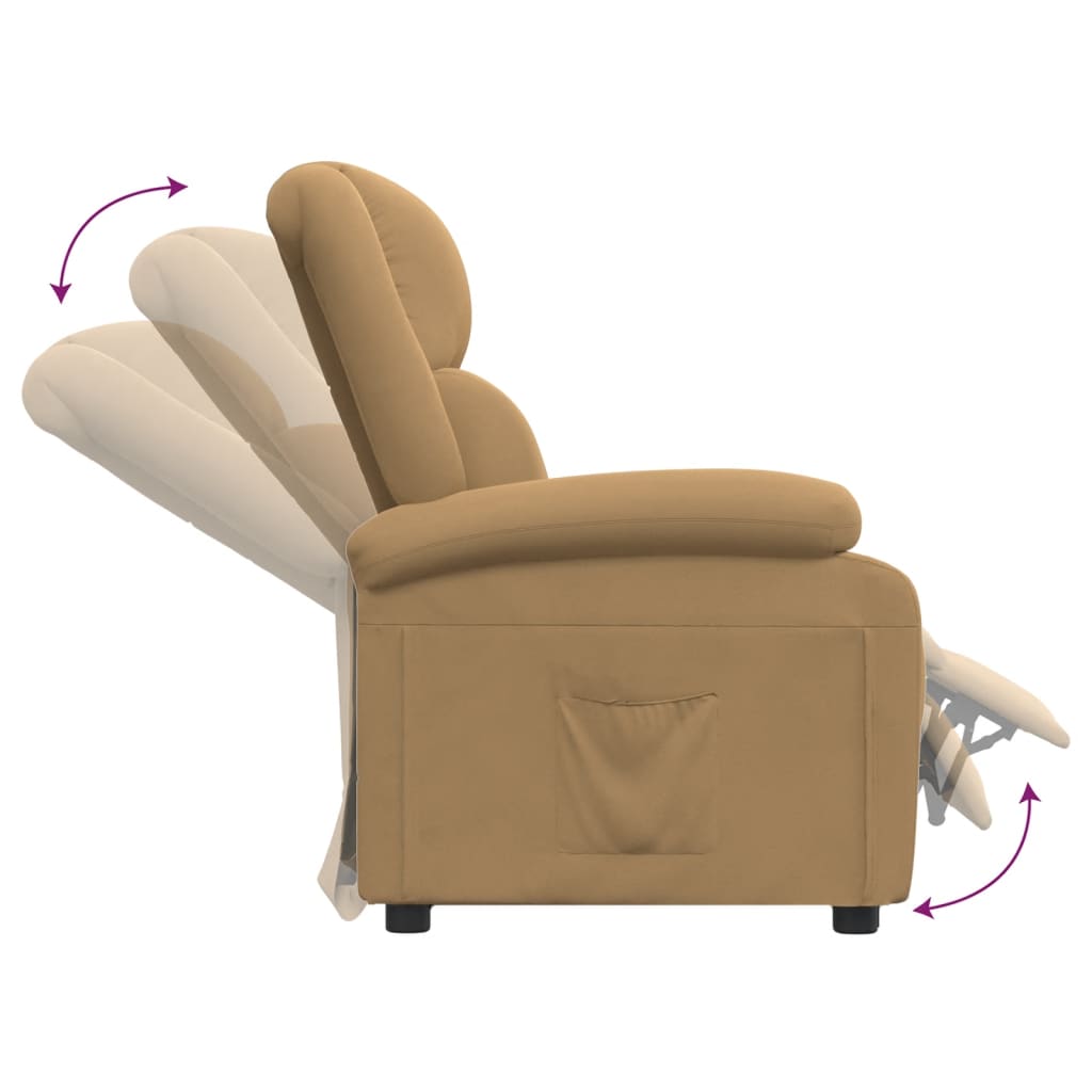 Fauteuil verstelbaar fluweel bruin