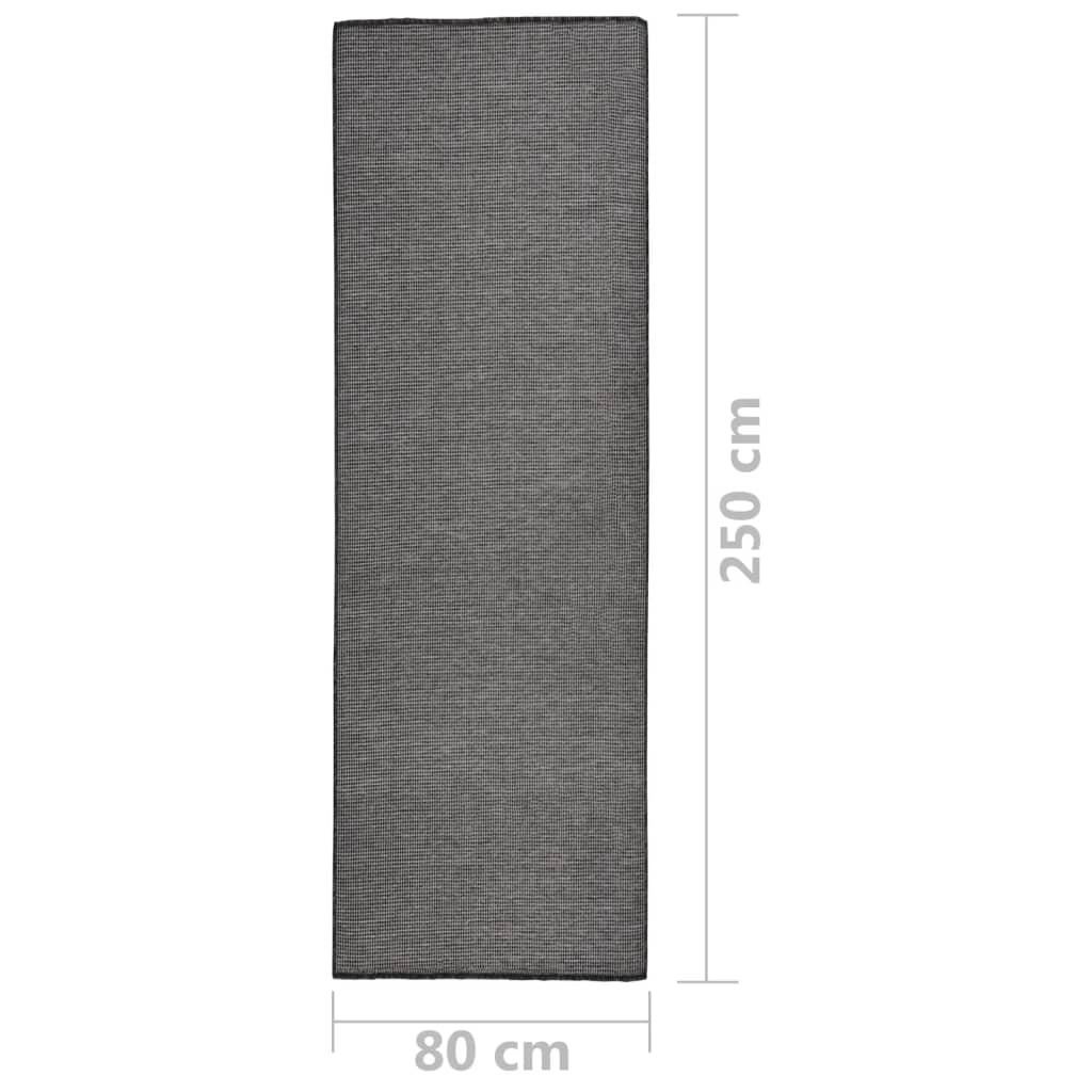 Buitenkleed platgeweven 80x250 cm grijs - AllerleiShop