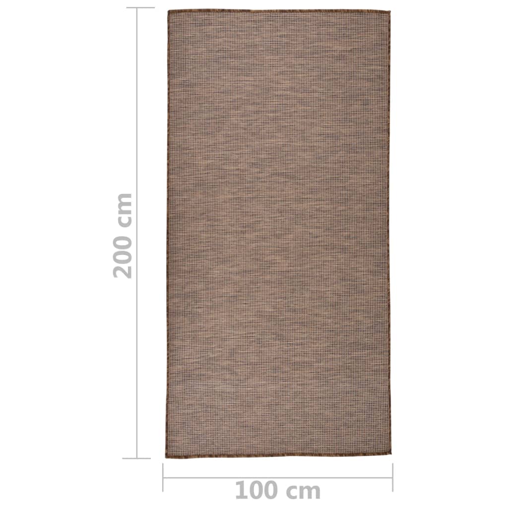 Buitenkleed platgeweven 100x200 cm bruin - AllerleiShop