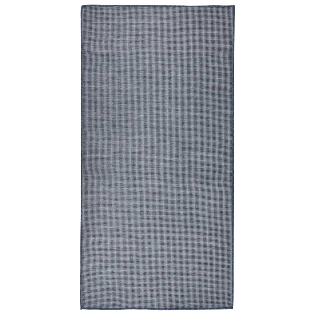 Buitenkleed platgeweven 100x200 cm blauw - AllerleiShop