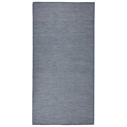 Buitenkleed platgeweven 100x200 cm blauw - AllerleiShop