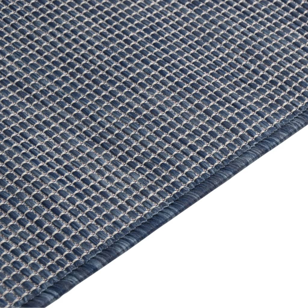 Buitenkleed platgeweven 100x200 cm blauw - AllerleiShop