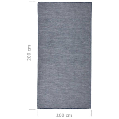 Buitenkleed platgeweven 100x200 cm blauw - AllerleiShop