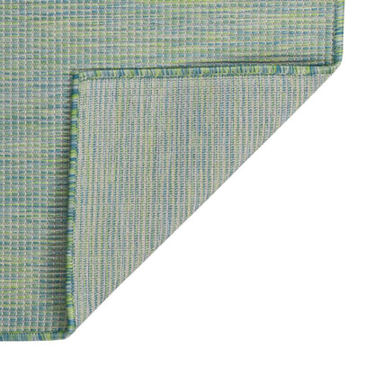 Buitenkleed platgeweven 80x250 cm turquoise - AllerleiShop