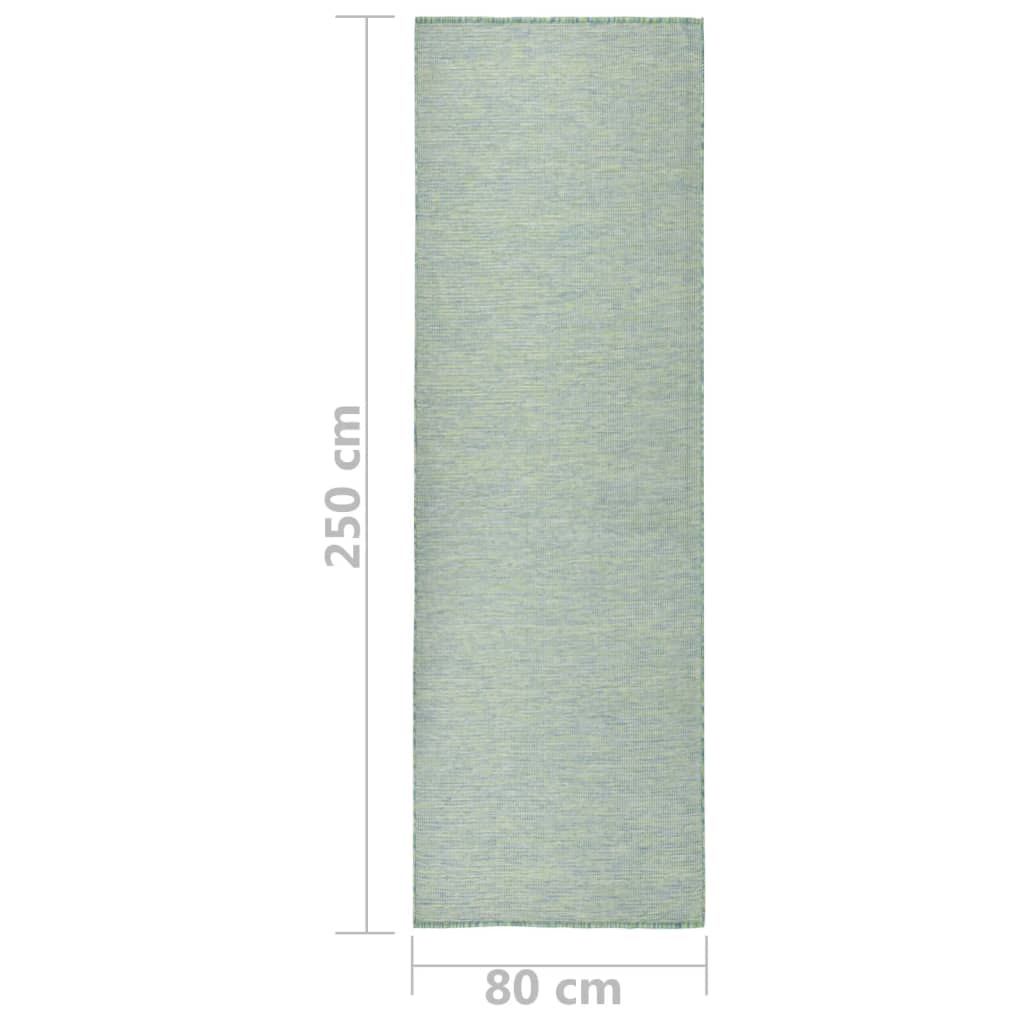 Buitenkleed platgeweven 80x250 cm turquoise - AllerleiShop