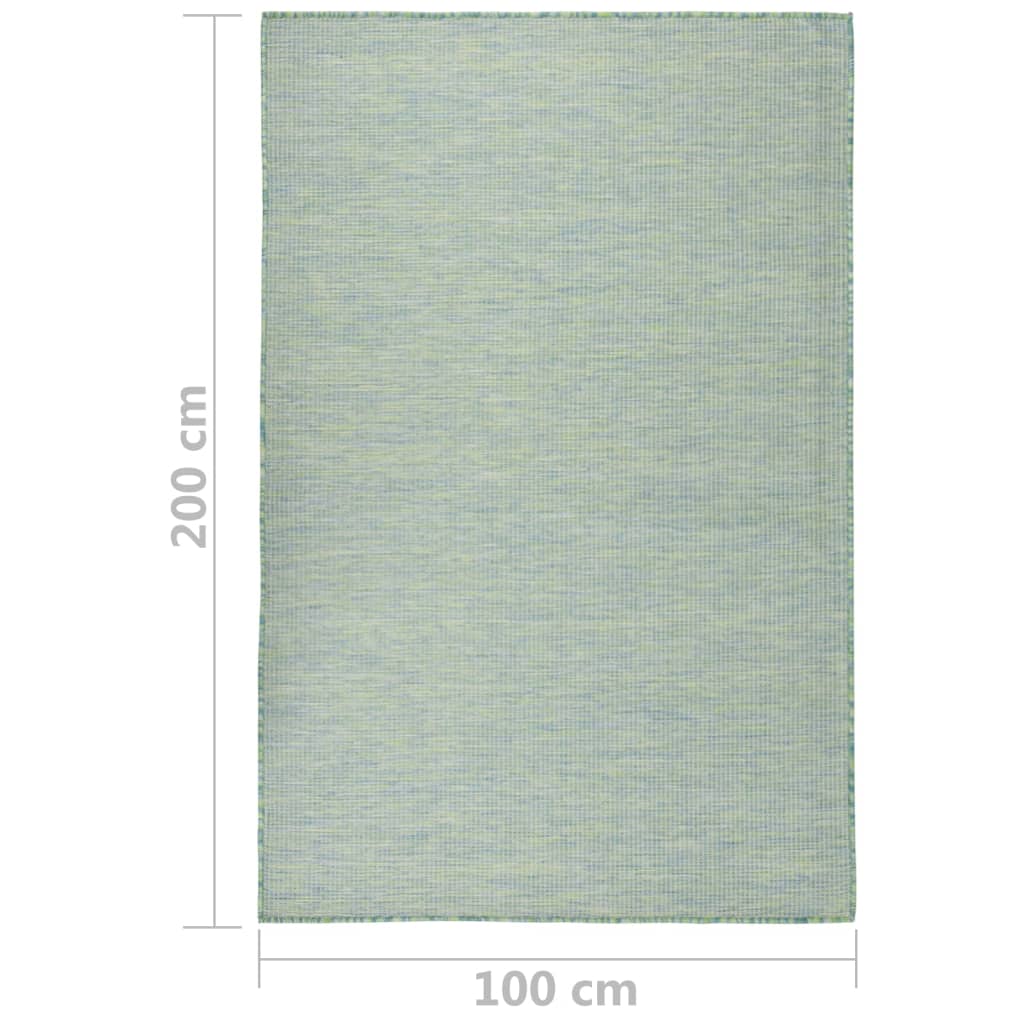 Buitenkleed platgeweven 100x200 cm turquoise - AllerleiShop