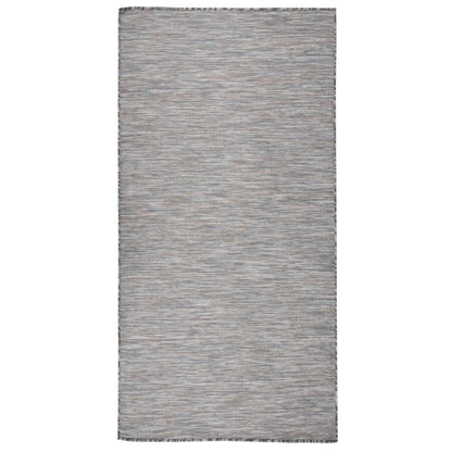 Buitenkleed platgeweven 100x200 cm bruin en blauw - AllerleiShop