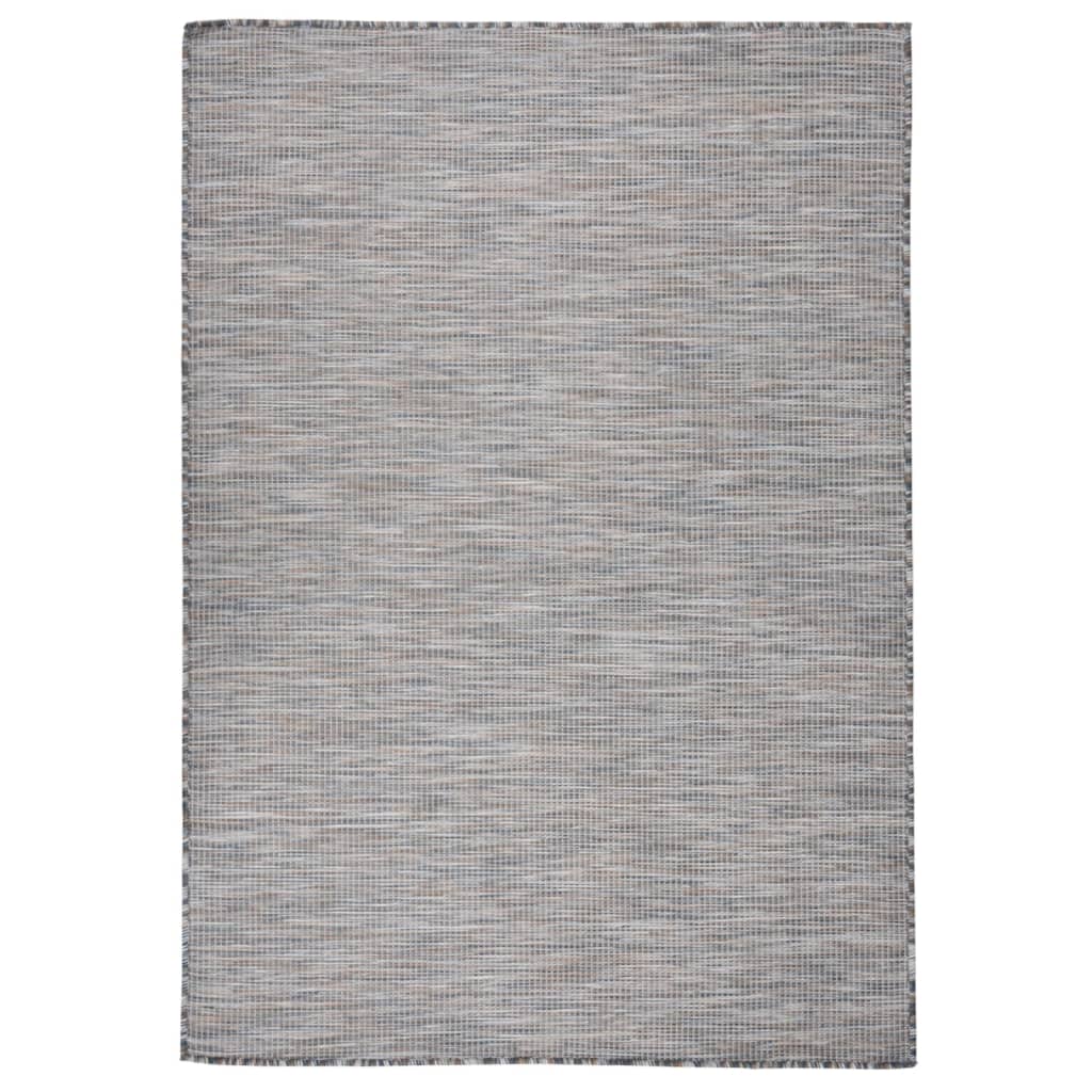 Buitenkleed platgeweven 140x200 cm bruin en blauw - AllerleiShop