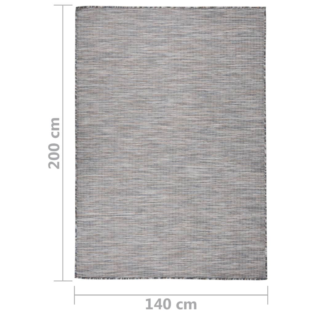 Buitenkleed platgeweven 140x200 cm bruin en blauw - AllerleiShop