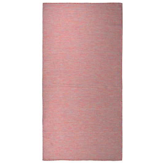 Buitenkleed platgeweven 100x200 cm rood - AllerleiShop