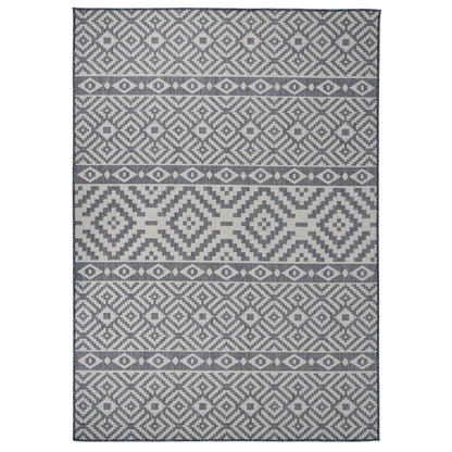 Buitenkleed met patroon platgeweven 140x200 cm blauw - AllerleiShop