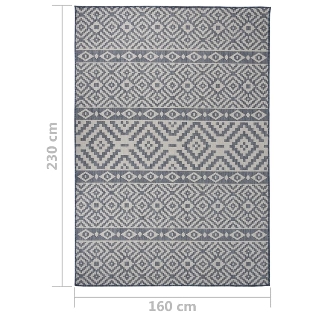 Buitenkleed met patroon platgeweven 160x230 cm blauw - AllerleiShop