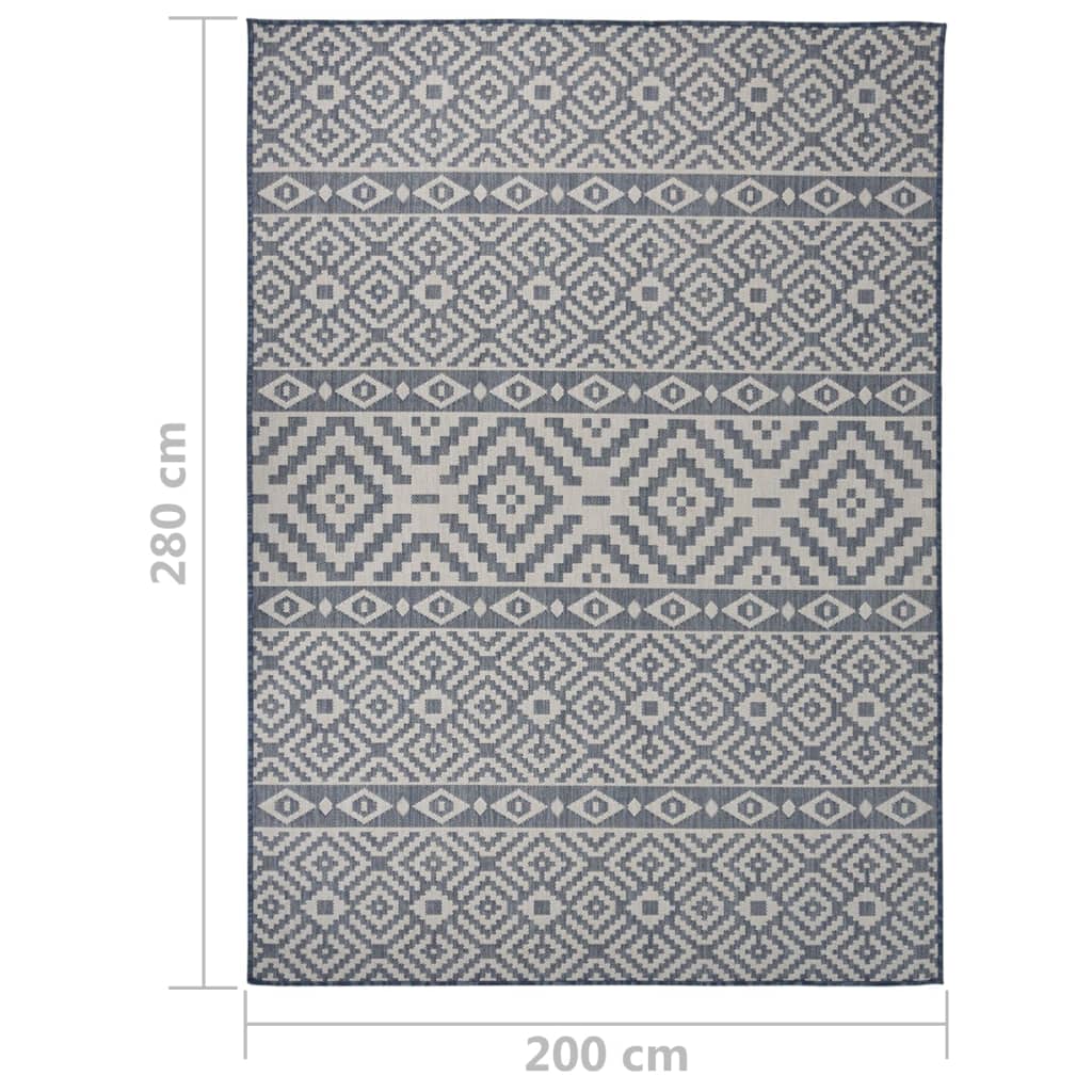 Buitenkleed met patroon platgeweven 200x280 cm blauw - AllerleiShop