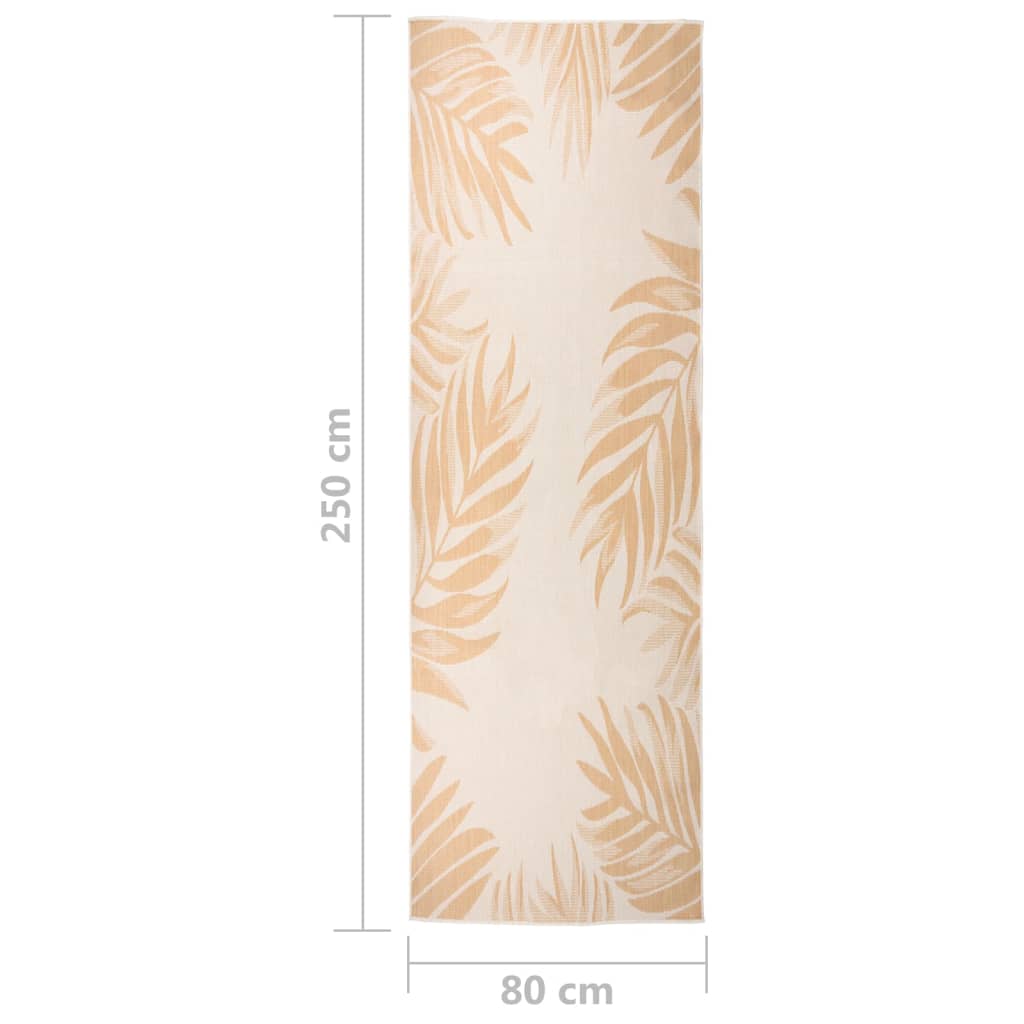 Buitenkleed met bladpatroon platgeweven 80x250 cm - AllerleiShop