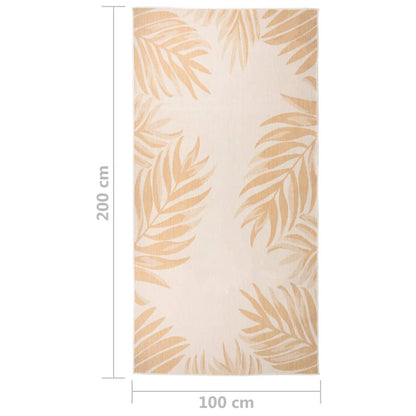 Buitenkleed met bladpatroon platgeweven 100x200 cm - AllerleiShop