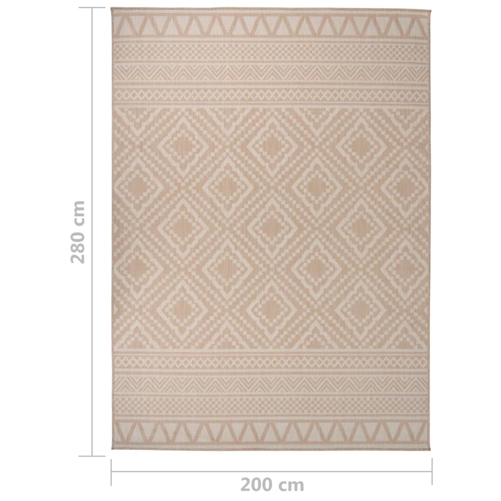 Buitenkleed met patroon platgeweven 200x280 cm bruin - AllerleiShop