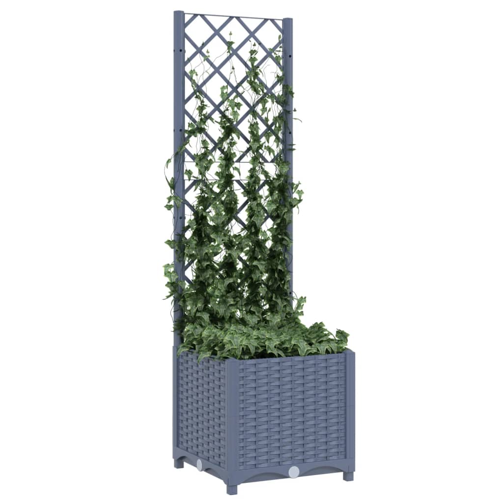 Plantenbak met latwerk 40x40x136 cm polypropeen donkergrijs