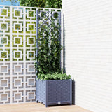 Plantenbak met latwerk 40x40x136 cm polypropeen donkergrijs